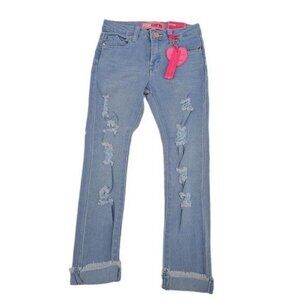 Wash Cuffed Distressed Skinny Jeans